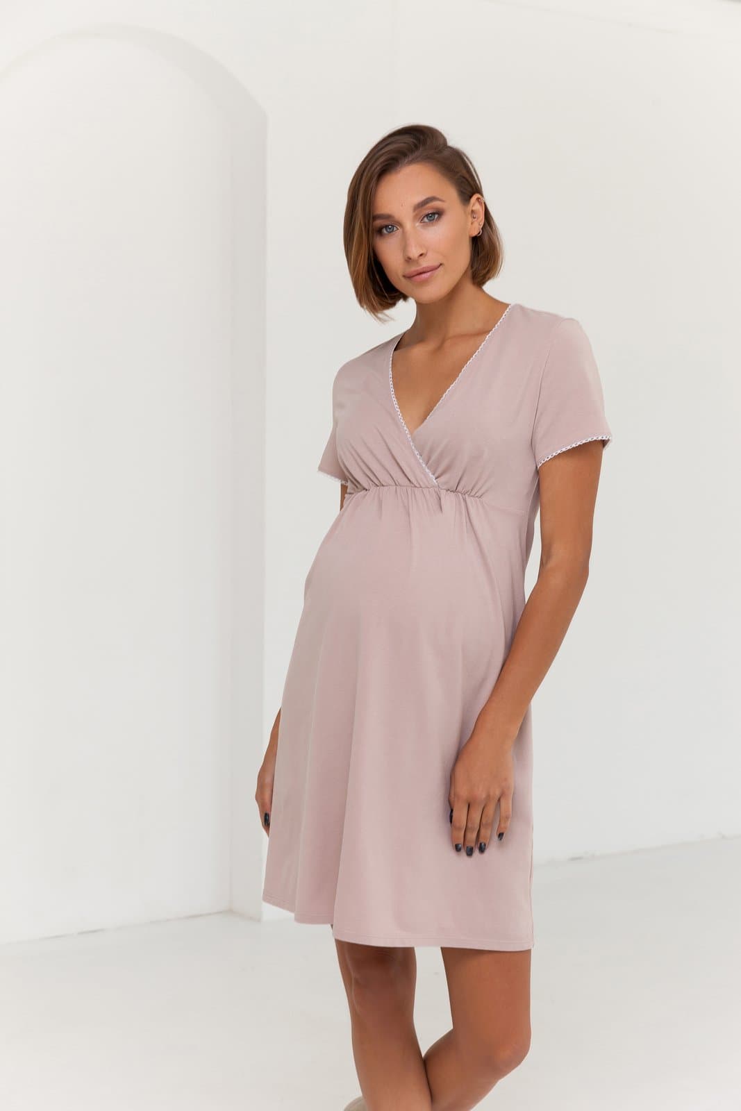 Нiчна сорочка для вагітних та годування XS-XL Юла мама ALISA LIGHT NW-1.4.12 -коричневий