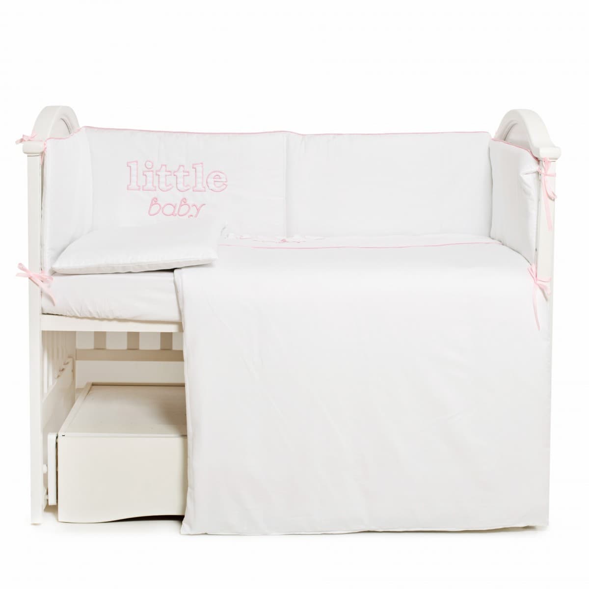Постільний комплект Twins Little Baby white/pink 6од 4042-TLB-08