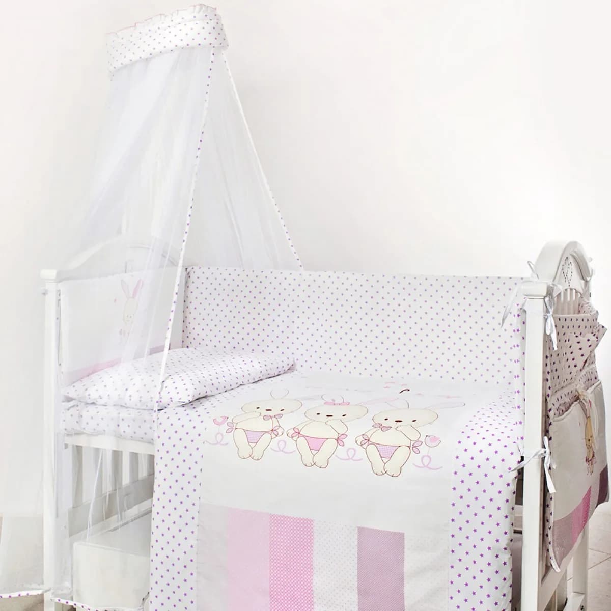 Постільний комплект Twins Dolce Друзья зайчики pink 8 од 4060-D-002 фото 2 Постільний комплект Twins Dolce Друзья зайчики pink 8 од 4060-D-002 фото 2