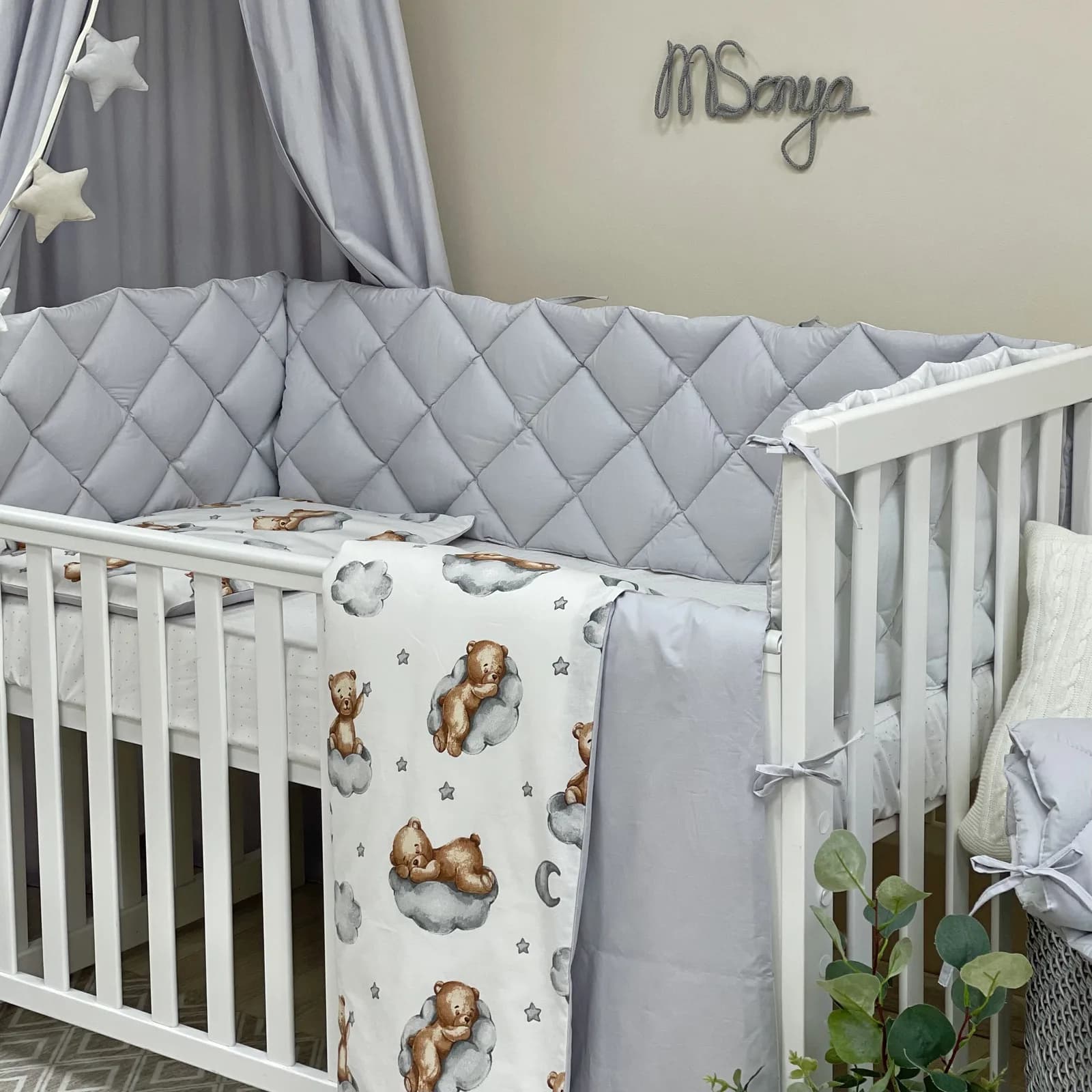 Постільний комплект Маленька Соня Baby Mix Тедді 6од 0291128 Сірий фото 3 Постільний комплект Маленька Соня Baby Mix Тедді 6од 0291128 Сірий фото 3