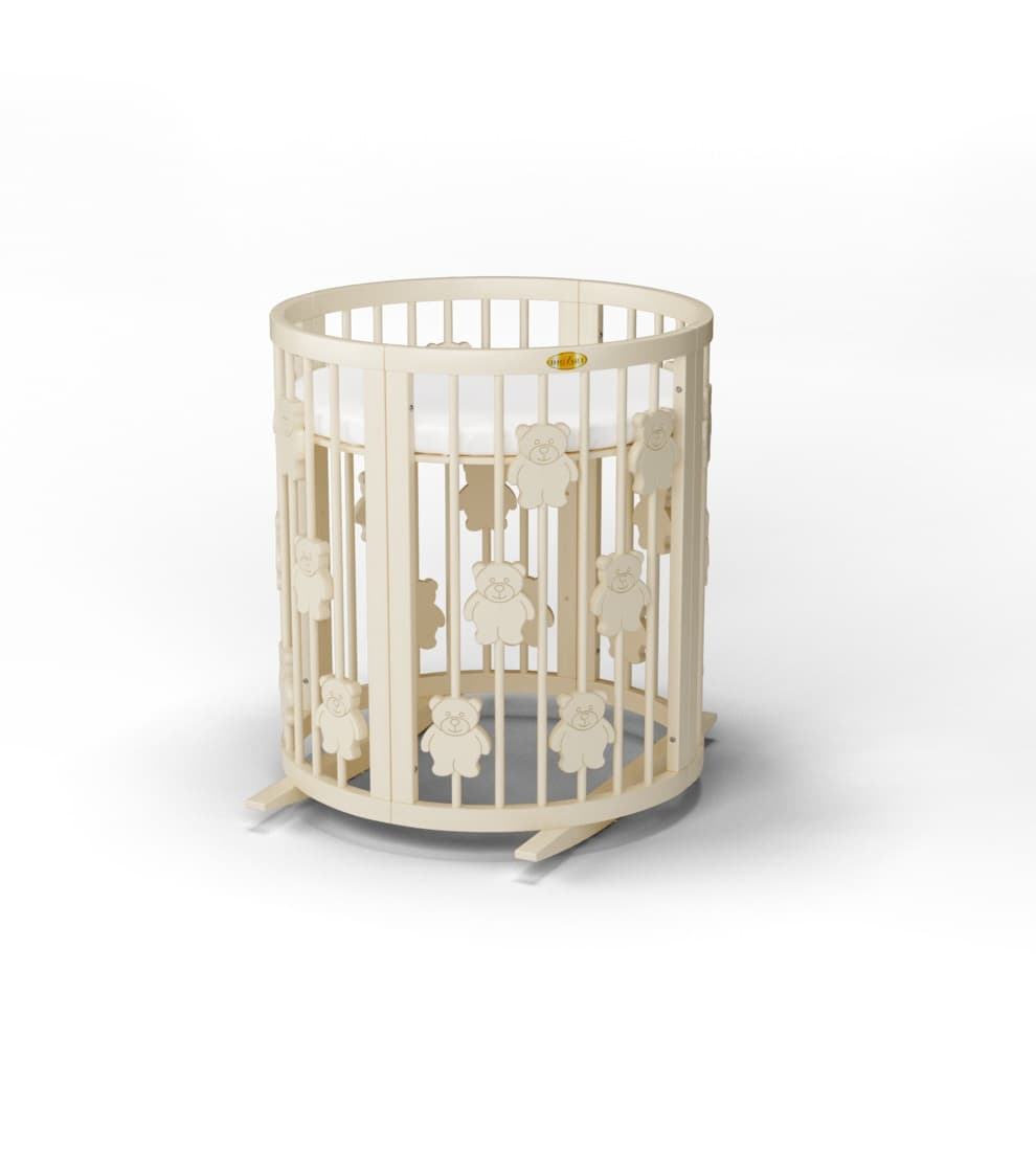 Кровать-трансформер детская IngVart Smart bed Round 9в1 мишки 1361015-Слоновая кость Кровать-трансформер детская IngVart Smart bed Round 9в1 мишки 1361015-Слоновая кость