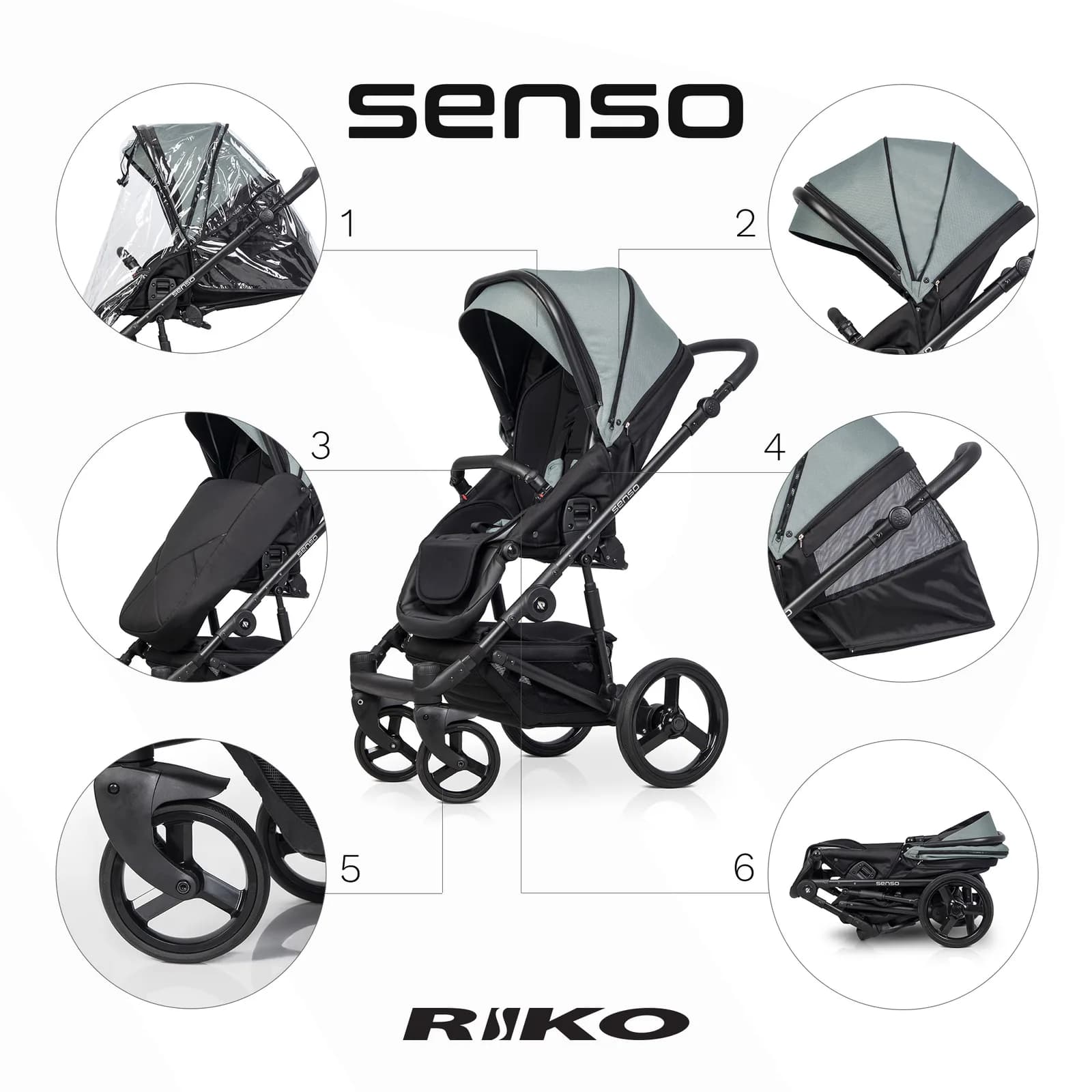 Коляска унiверсальна 2в1 Riko Senso 03 Lagoon NEW RSS-03 фото 3 Коляска унiверсальна 2в1 Riko Senso 03 Lagoon NEW RSS-03 фото 3