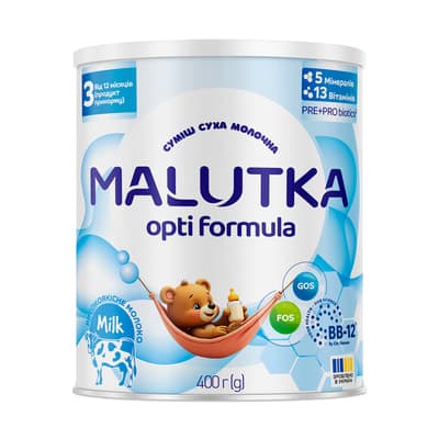 Суміш молочна Малыш Хорольский Malutka Opti Formula 3 400г 503351 Суміш молочна Малыш Хорольский Malutka Opti Formula 3 400г 503351